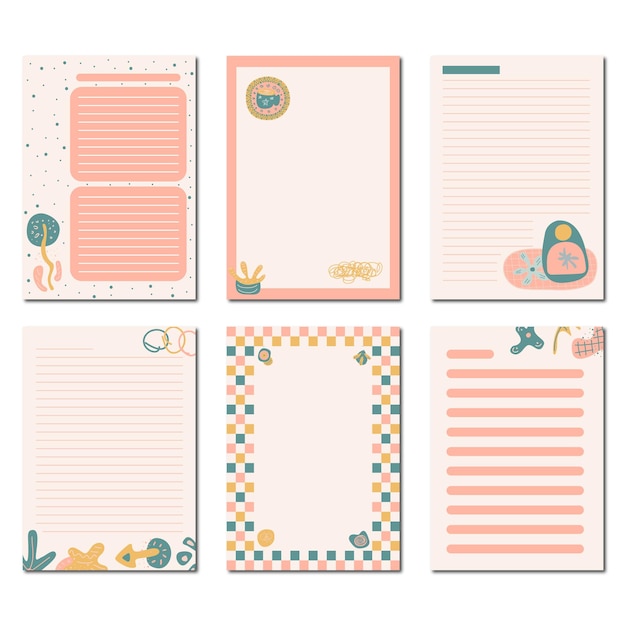 Vector cute note paper illustration design ready to print