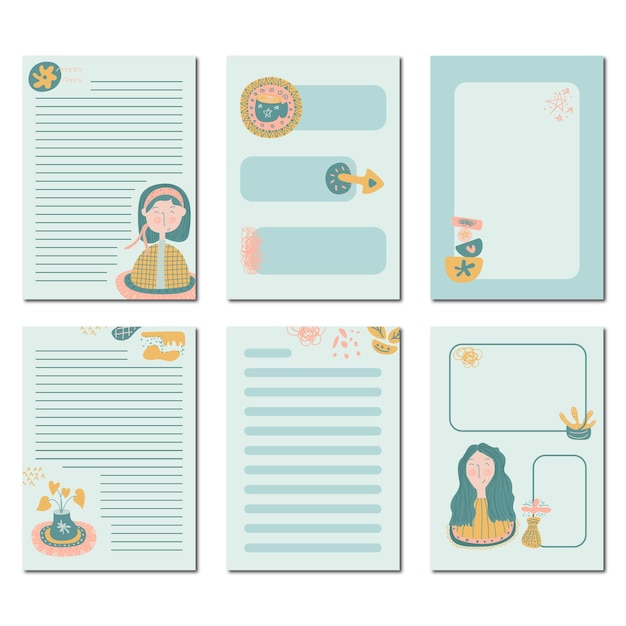 Vector cute note paper illustration design ready to print