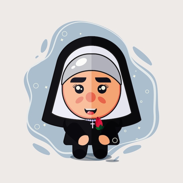 Vector the cute nun hold a flower design vector illustration