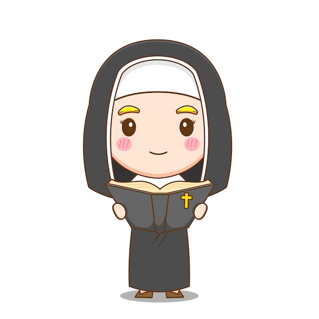 Cute nun read a bible