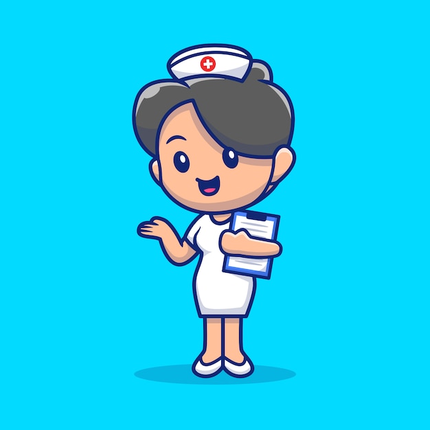 Vector cute nurse   icon illustration.