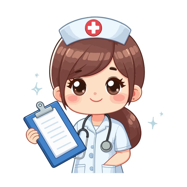 Vector cute nurse vector on white background