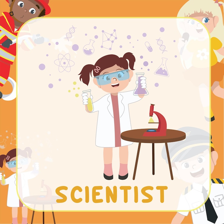 Vector cute occupation flashcard for children. ready to print. printable game card. educational card for pr