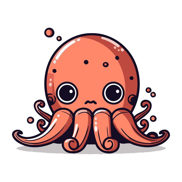 Vector cute octopus cartoon character vector illustration funny octopus mascot