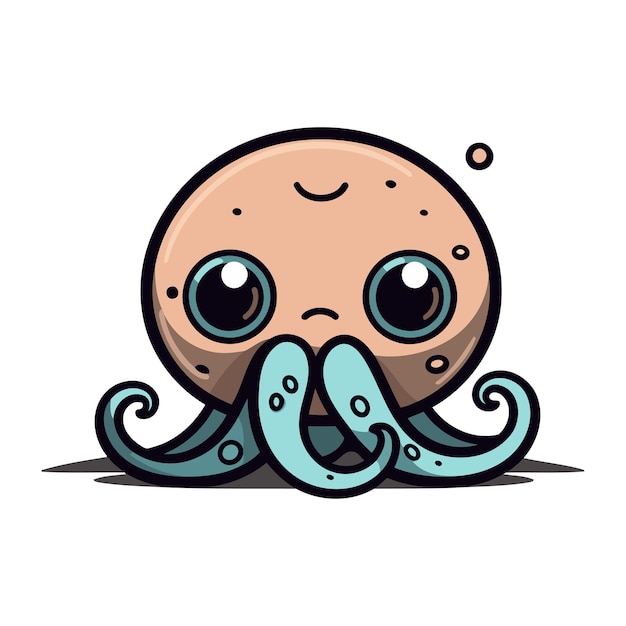 Vector cute octopus cartoon mascot character vector illustration