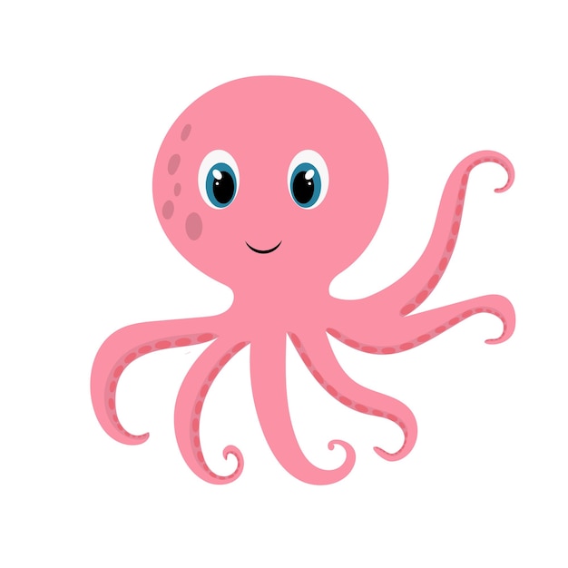 Cute octopus in cartoon style Vector children's illustration