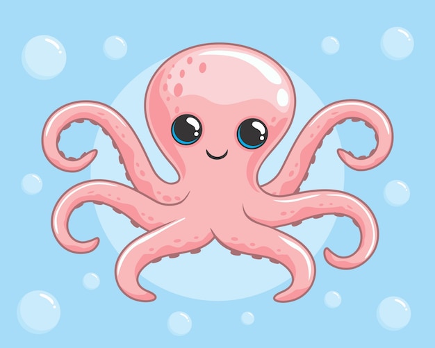 Cute octopus cartoon underwater animals