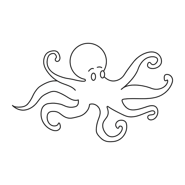 Cute octopus cartoon vector isolated on white background.