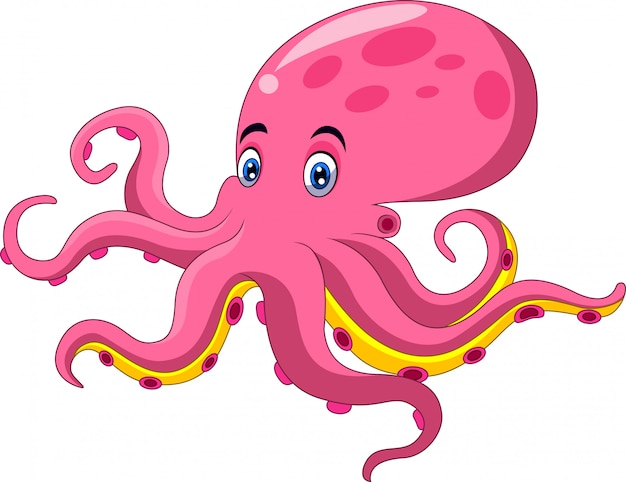 Cute octopus cartoon on white background