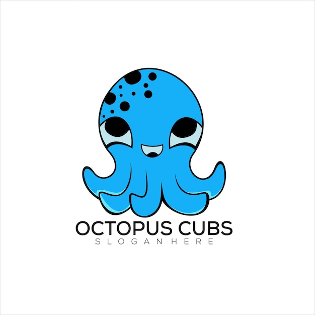 Cute octopus design logo colorful