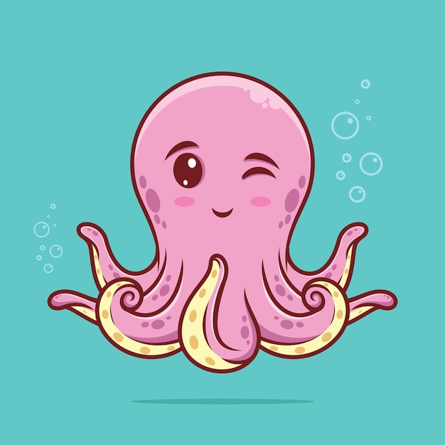 Vector cute octopus gives a wink cartoon vector