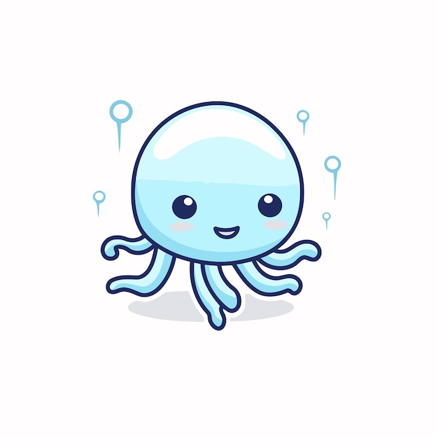 Cute octopus icon Vector flat cartoon illustration Isolated on white background