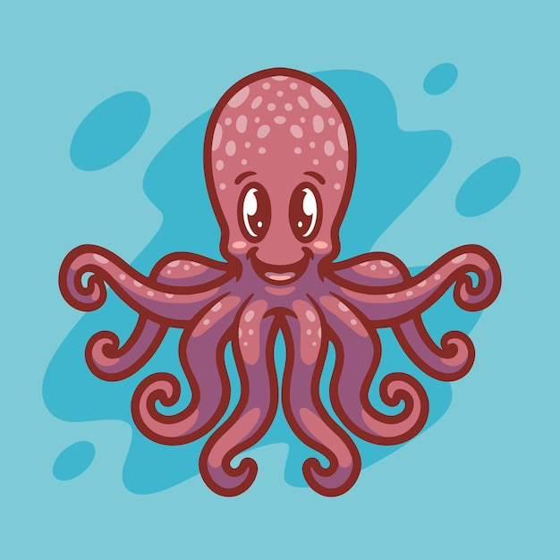 Cute octopus mascot illustration design