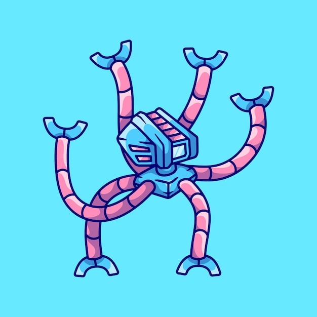 Cute octopus robot computer illustration