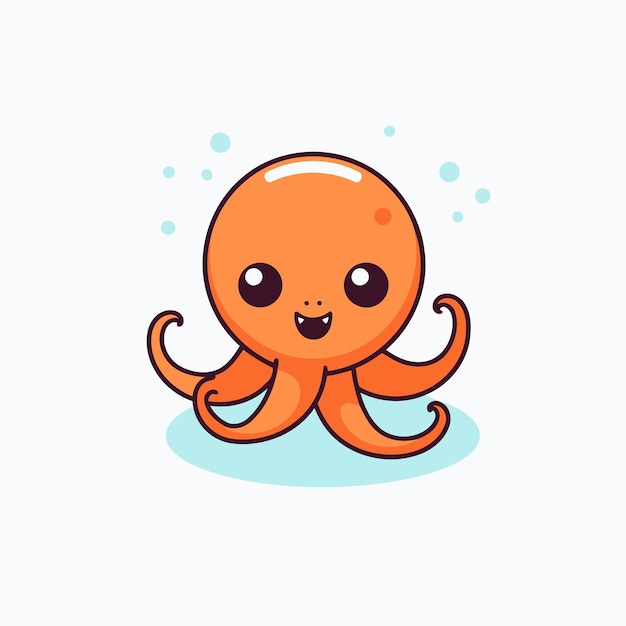 Cute octopus Vector flat cartoon character illustration icon design