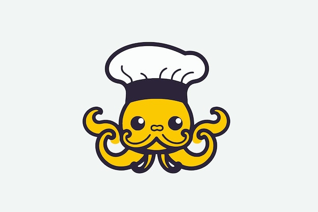 Vector cute octopus with chef039s hat vector illustration