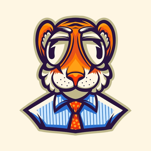 cute office worker tiger character vector