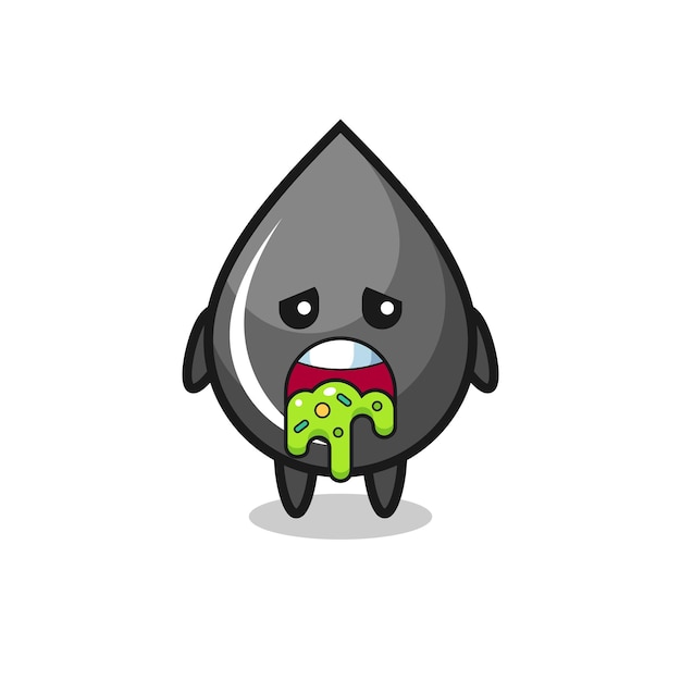 The cute oil drop character with puke , cute style design for t shirt, sticker, logo element