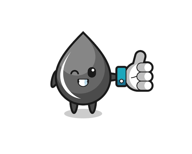 Cute oil drop with social media thumbs up symbol , cute style design for t shirt, sticker, logo element