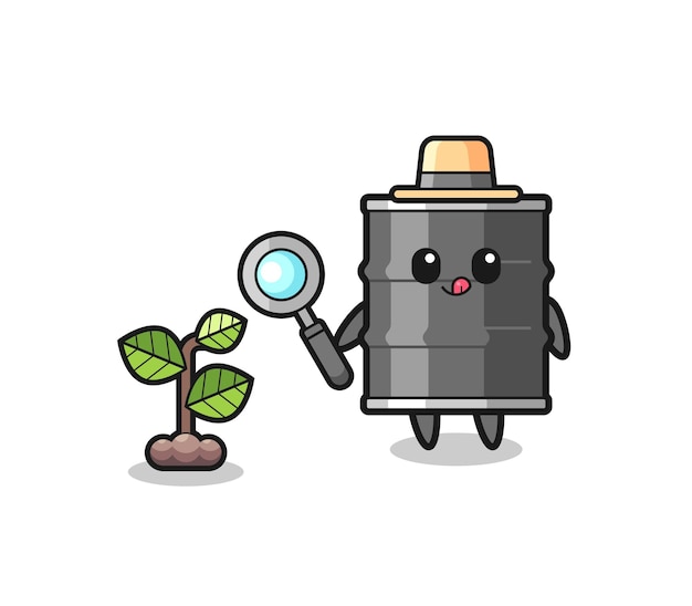 Cute oil drum herbalist researching a plants  cute design