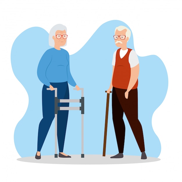 Cute old couple avatar character