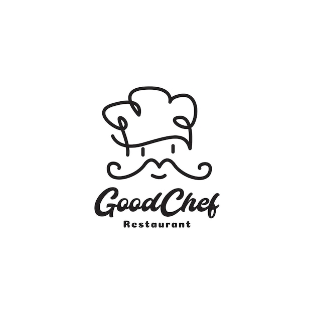 Cute old man chef line  logo symbol icon vector graphic design illustration idea creative