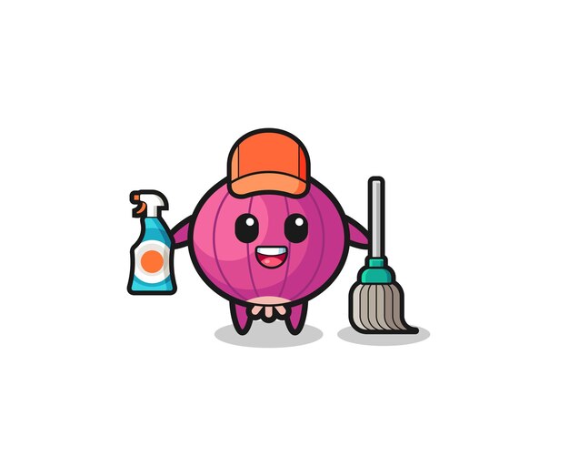 Cute onion character as cleaning services mascot , cute design