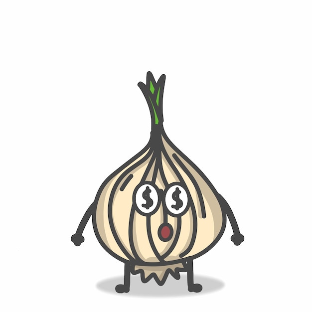 Cute onion character flat cartoon emoticon vector template design illustration