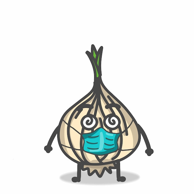 Cute Onion Character Flat Cartoon Emoticon Vector Template Design Illustration