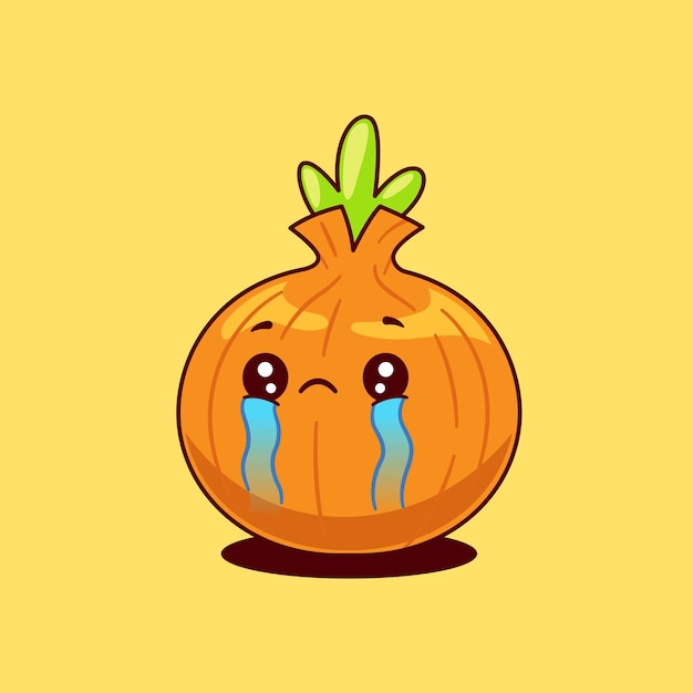 Premium Vector | Cute onion crying icon vector illustration flat cartoon  style