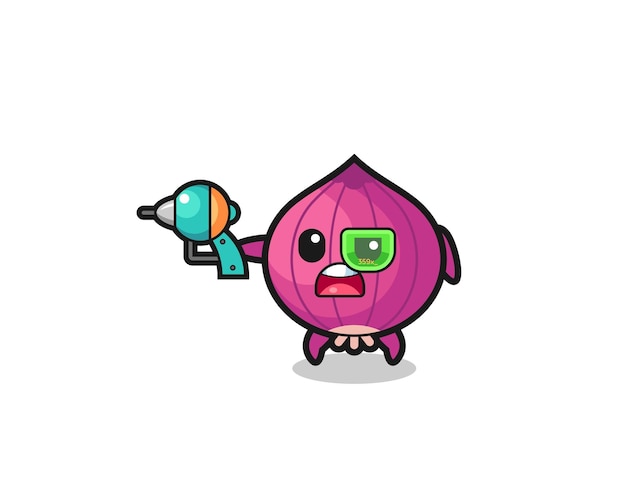 Cute onion holding a future gun cute design