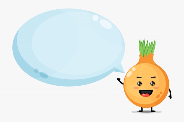 Cute onion with bubble speech