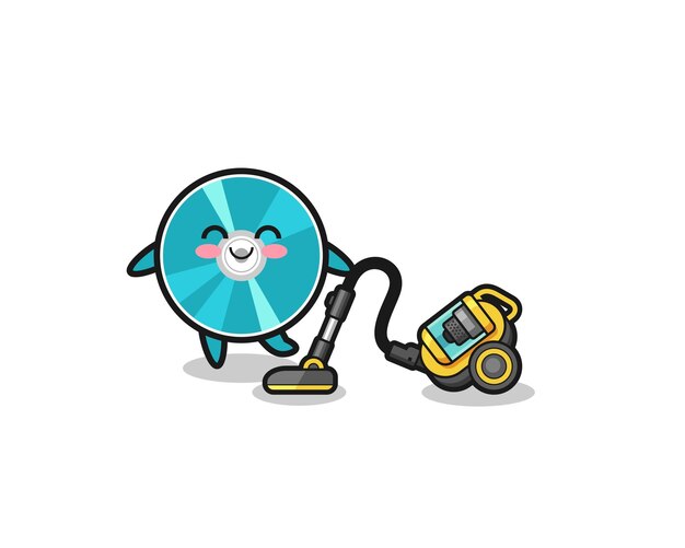 Cute optical disc holding vacuum cleaner illustration  cute design