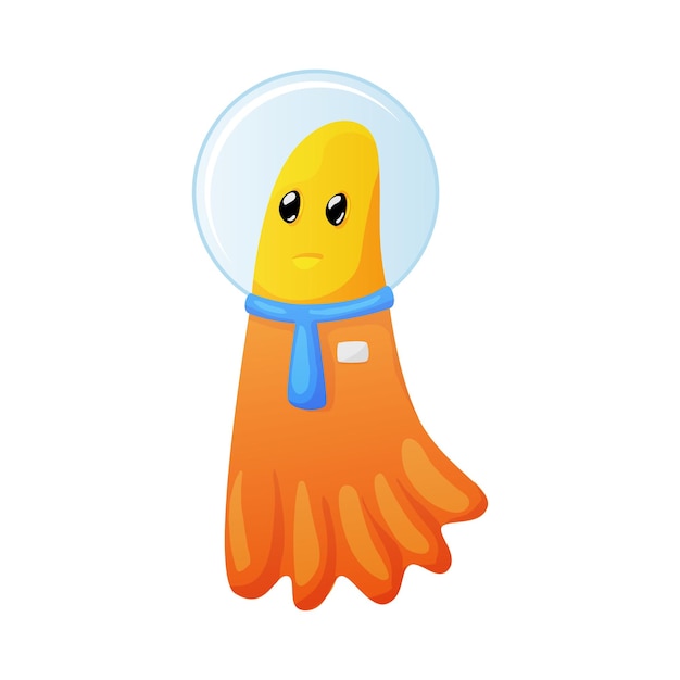 Cute orange alien wearing spacesuit cartoon