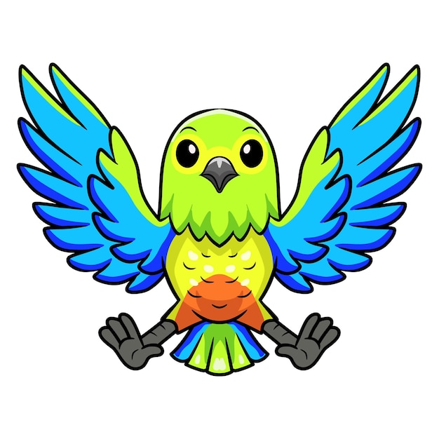 Cute orange bellied parrot cartoon flying