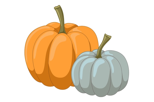 Vector cute orange and blue pumpkins vector illustration