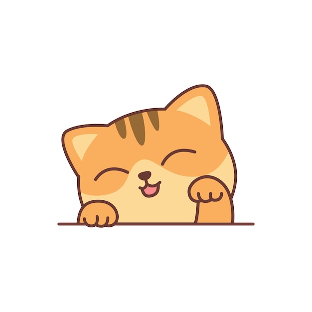 cute orange cat cartoon, vector illustration
