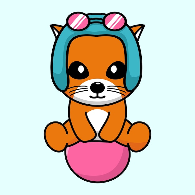 Cute orange cat character premium vector illustration