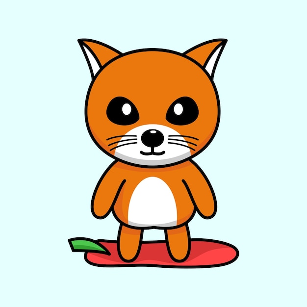 Cute orange cat character premium vector illustration