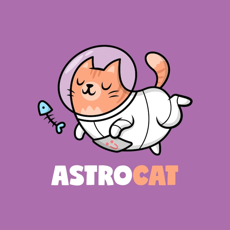 Vector a cute orange cat is smiling and wearing an astronaut suit premium cartoon vector