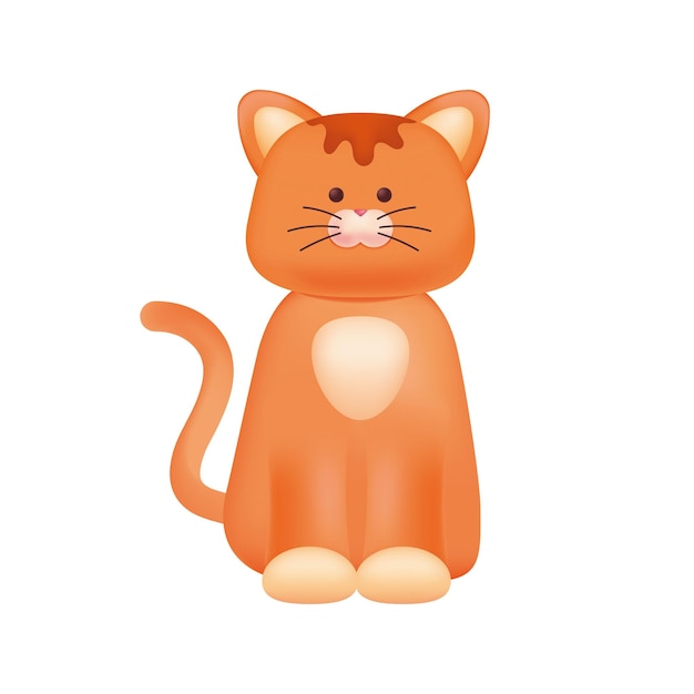 Cute orange cat toy for children 3D illustration