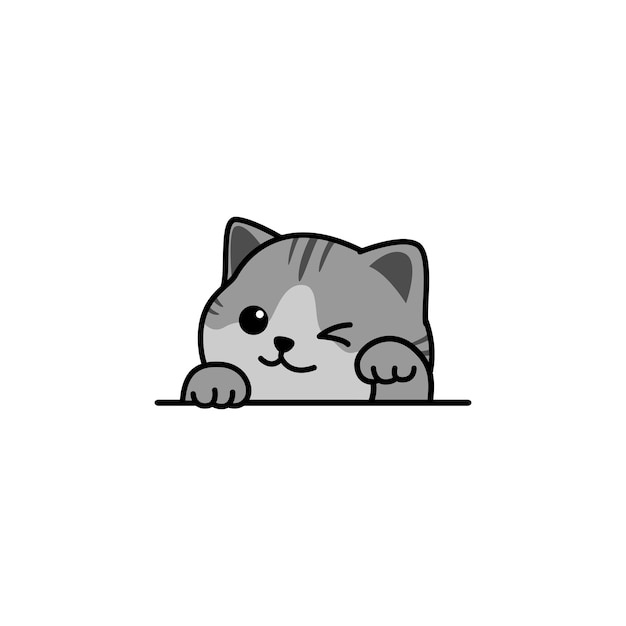 Cute orange cat waving paw cartoon vector illustration