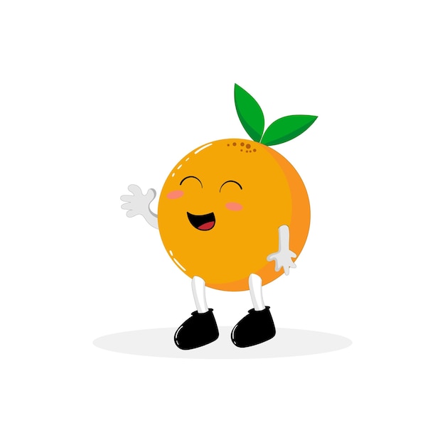 cute orange character greeting premium vector illustration