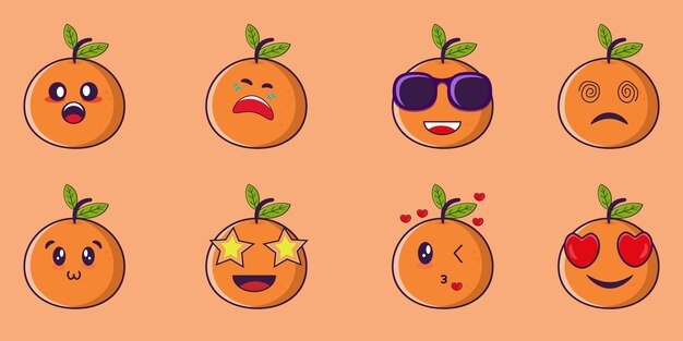 Vector cute orange character with other expression