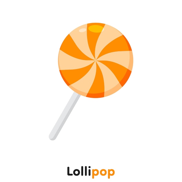 Cute orange colour lollipop Vector Illustration