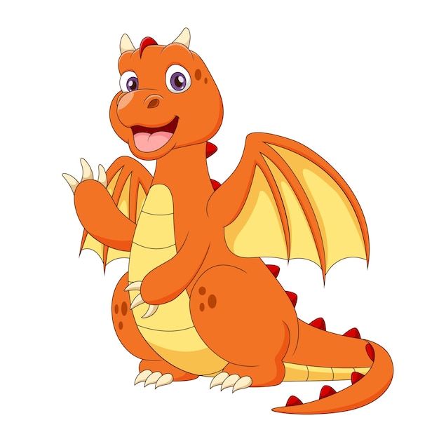 Вектор Милая иллюстрация мультфильма оранжевого дракона
