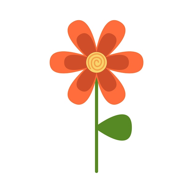 Cute orange flower with yellow center Vector botanical clipart