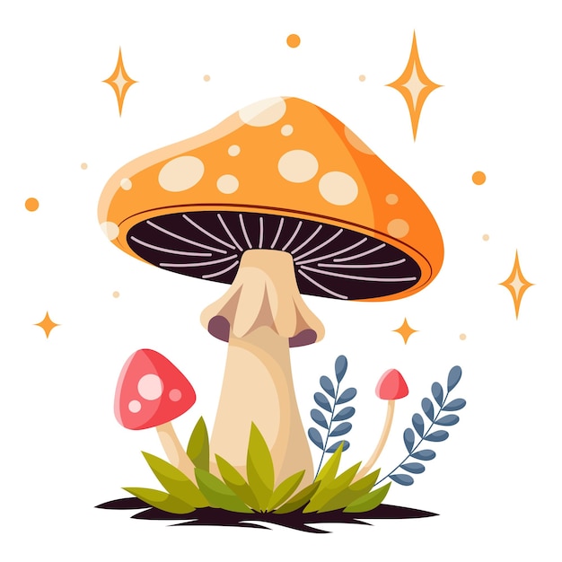 Vector cute orange fly agaric