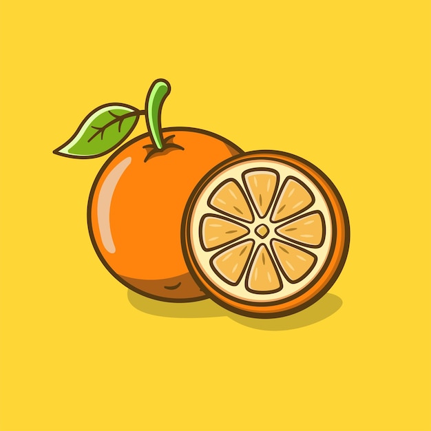 cute orange fruit cartoon illustration concept on isolated background