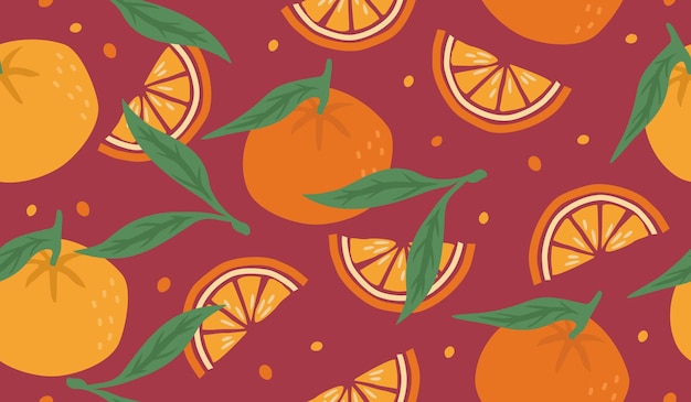 cute orange fruits pattern background vector design